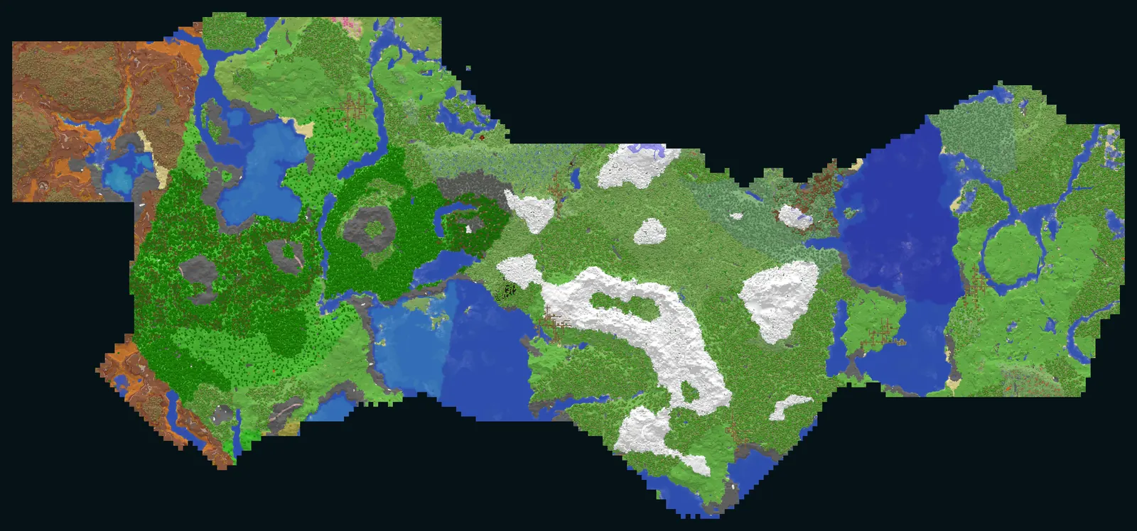 Top-down map of the sculk world: the citadel, the Infected Zone around it and the horde's nodes